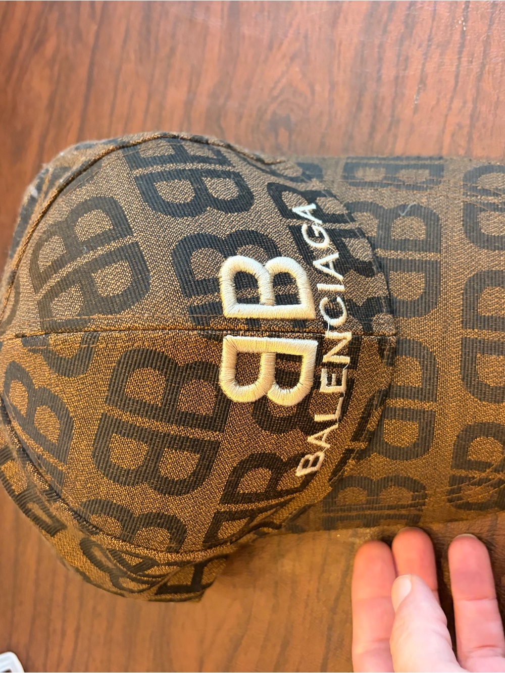 Brown Monogram Canvas Men’s Cap with White Embroidered Logo